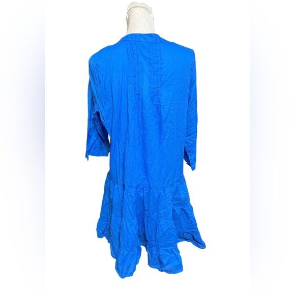 New J.Crew Size L VOILE PINTUCK Tiered Cover Up Swim Dress blue BQ963 SU23 - Picture 3 of 5